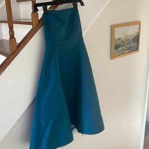 J.CREW tea length teal strapless dress